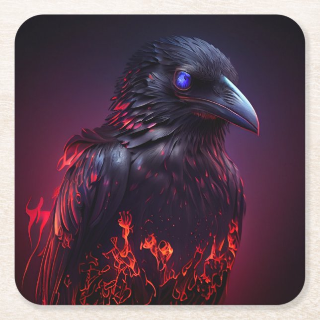 Crow Square Paper Coaster (Front)
