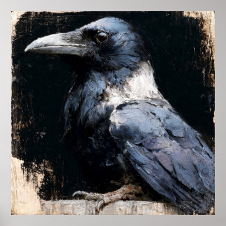 Crow Vintage Style Painting Art Print 