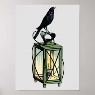 Crow Waits On The Night Lantern Poster