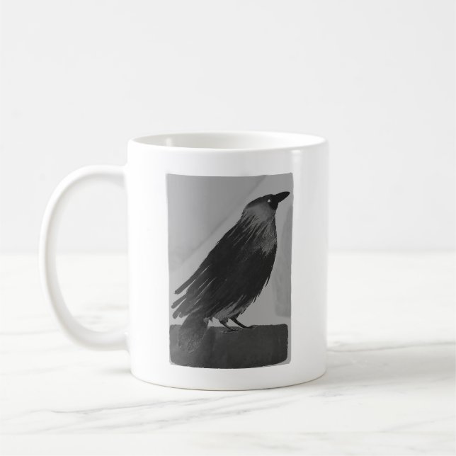 Crow Watercolor Coffee Mug (Left)