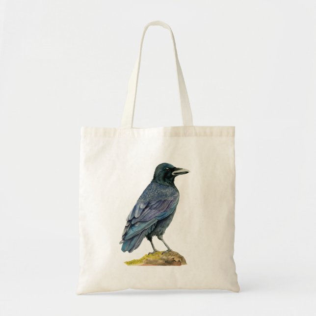 Crow Watercolor Painting Tote Bag (Front)