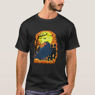 Crow With Pumpkins Funny Scary Halloween Party T S T-Shirt