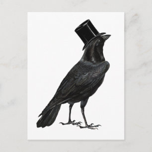 Crow with Top Hat Postcard