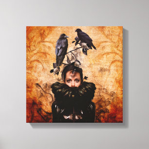 Crow Woman In Modern Times Canvas Print
