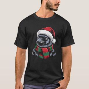 Crow Xmas Santa Hat Scarf Christmas Costume Premiu T-Shirt