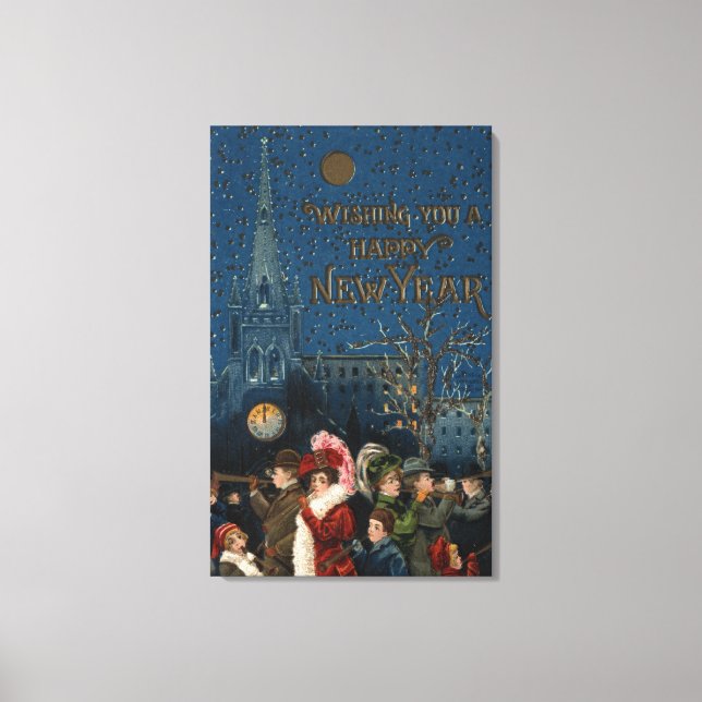 Crowd Blowing Horns Canvas Print (Front)