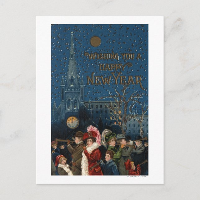 Crowd Blowing Horns Postcard (Front)