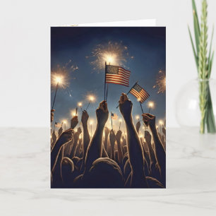 Crowd Celebrating 4th of July Card