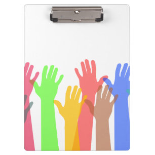 Crowd of Colorful Hands in the Air Clipboard