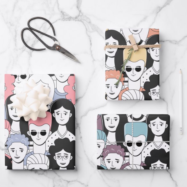 Crowd of People Wrapping Paper Set (Front)