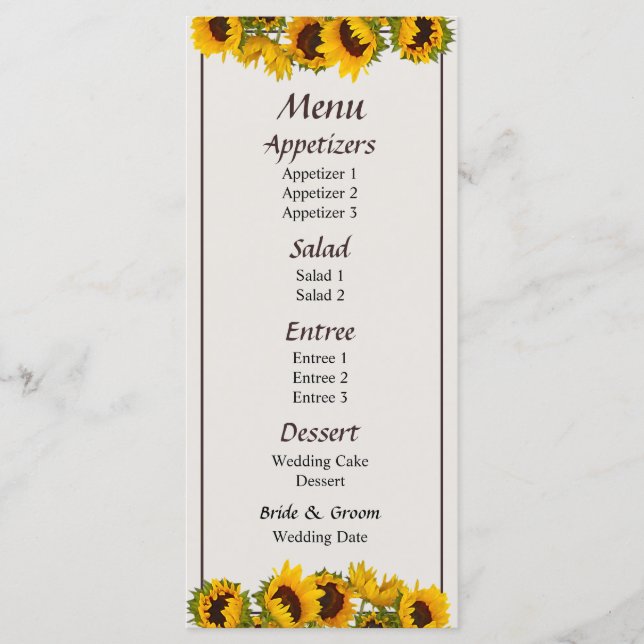 Crowd of Sunflowers Menu... Menu (Front)
