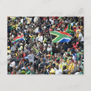 Crowd shot at a soccer game, with South African Postcard