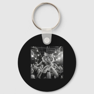 Crowd Surfing Cat Funny Concert Meme Party Cat Lov Key Ring
