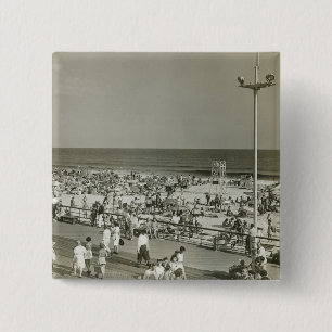 Crowded Beach 15 Cm Square Badge