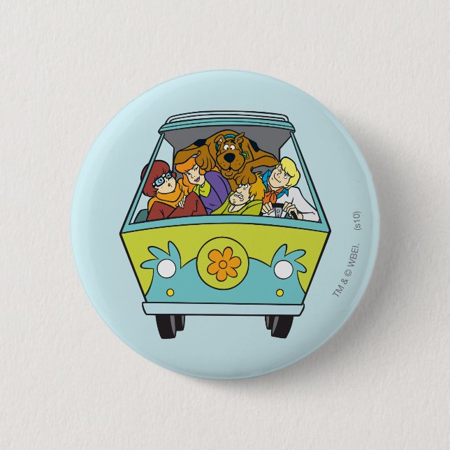 Crowded In The Mystery Machine 6 Cm Round Badge (Front)