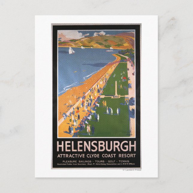 Crowds along Clyde Coast Beach Railways Poster Postcard (Front)