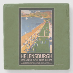 Crowds along Clyde Coast Beach Railways Poster Stone Coaster
