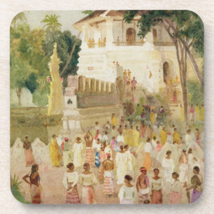 Crowds at a Monument in India, 1895 (w/c & pencil Coaster