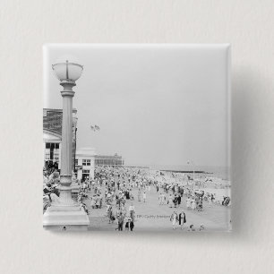 Crowds on esplanade 15 cm square badge