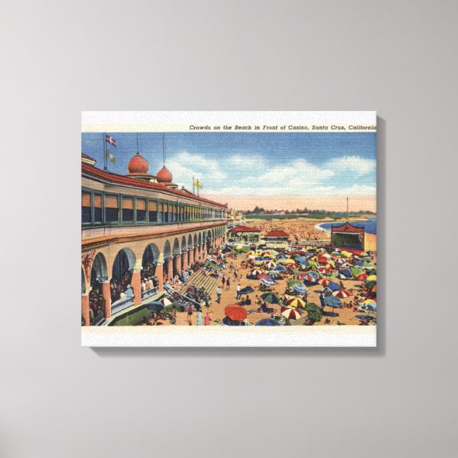 Crowds on the Beach in Front of Casino Canvas Print (Front)