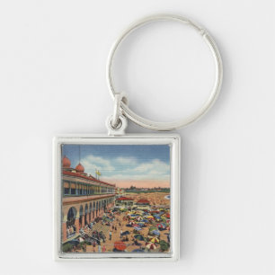 Crowds on the Beach in Front of Casino Key Ring