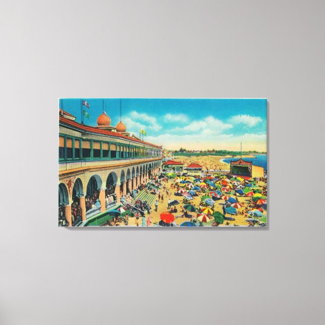 Crowds on the Beach in front of the Casino Canvas Print (Front)