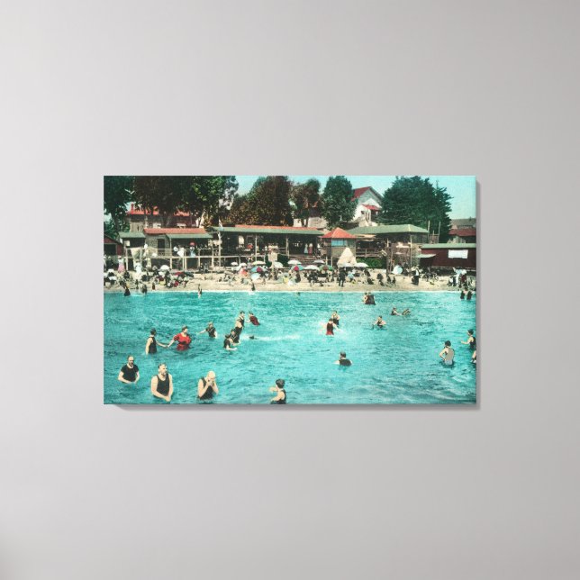 Crowds Swimming at Alameda BeachAlameda, CA Canvas Print (Front)