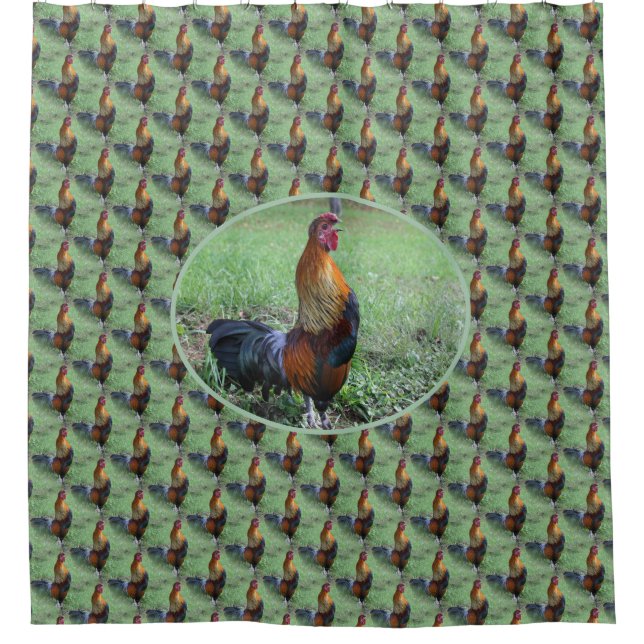 Crowing Rooster Nature Art  Shower Curtain (Front)