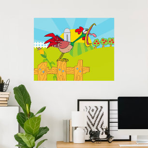 Crowing Rooster Poster
