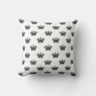 Crown 01 - Black on White Cushion