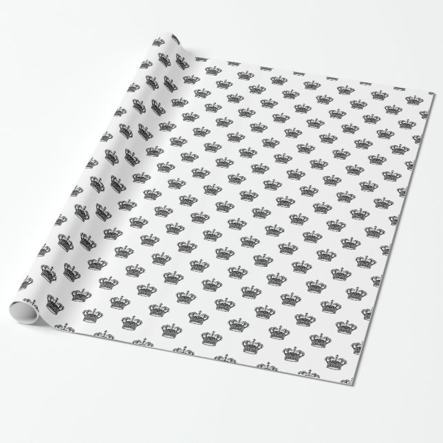 Crown 01 - Black on White Wrapping Paper (Unrolled)