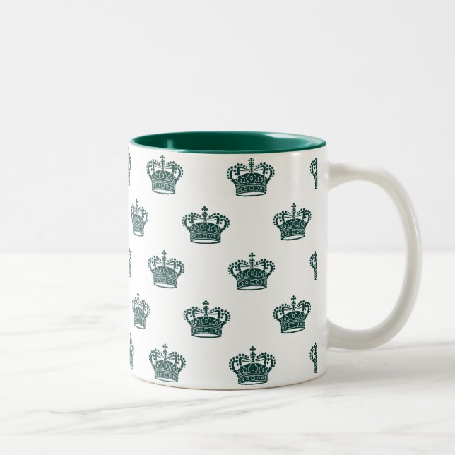 Crown 01 - Hunter Green on White Two-Tone Coffee Mug (Right)
