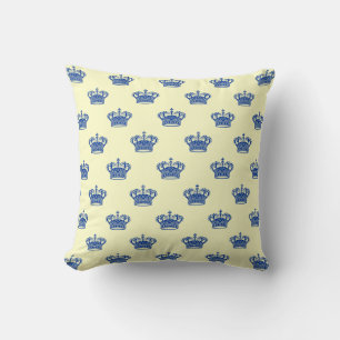 Crown 01 - Navy Blue on Pale Yellow Cushion