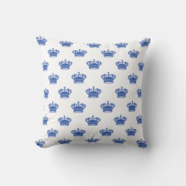 Crown 01 - Navy Blue on White Cushion (Front)