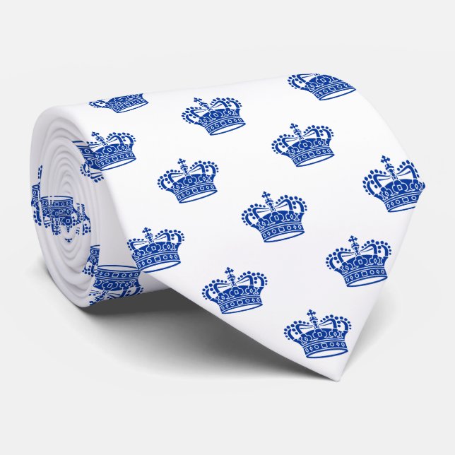Crown 01 - Navy Blue on White Tie (Rolled)