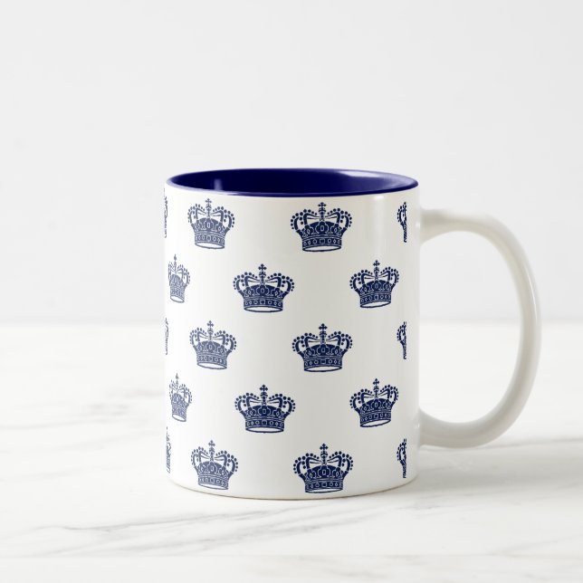 Crown 01 - Navy Blue on White Two-Tone Coffee Mug (Right)