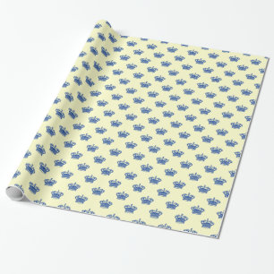 Crown 01 - Navy on Pale Yellow Wrapping Paper