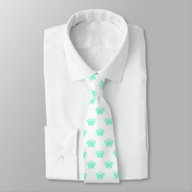 Crown 01 - Turquoise on White Tie (Tied)