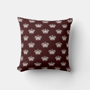 Crown 01 - White on Dark Brown Cushion