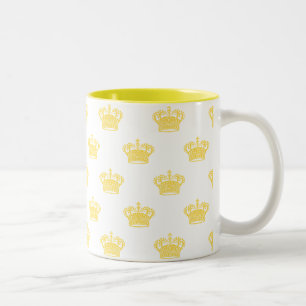 Crown 01 - Yellow on White Two-Tone Coffee Mug