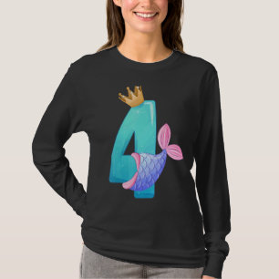 Crown 4th Birthday Queen Mermaid 4 Years Old Magic T-Shirt