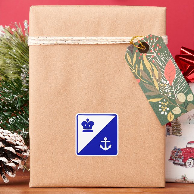 Crown And Anchor Blue White Square Sticker (Creator Uploaded)