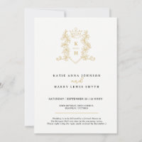 Crown and foilage wedding black gold on white