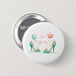 Crown and High Heels – Glamourous Pink & Mint Them 6 Cm Round Badge