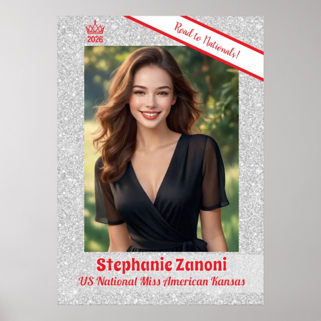 Crown and Sash Pageant Door Banner Poster (Front)