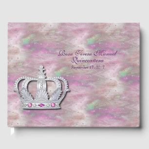 Crown and Satin Quinceañera Guest Book