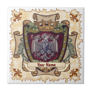 Crown Banner Eagle Surname Tile