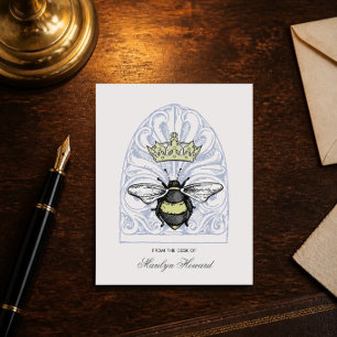 Crown Bee (Blue)   Personalised Note Card