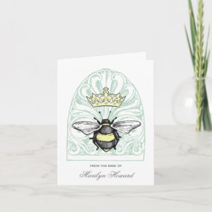 Crown Bee (Green) Personalised Note Card