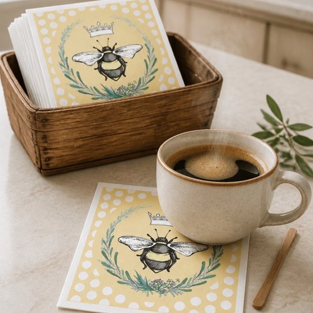 Crown Bee | Honey Polka Dot Paper Napkins (Creator Uploaded)
